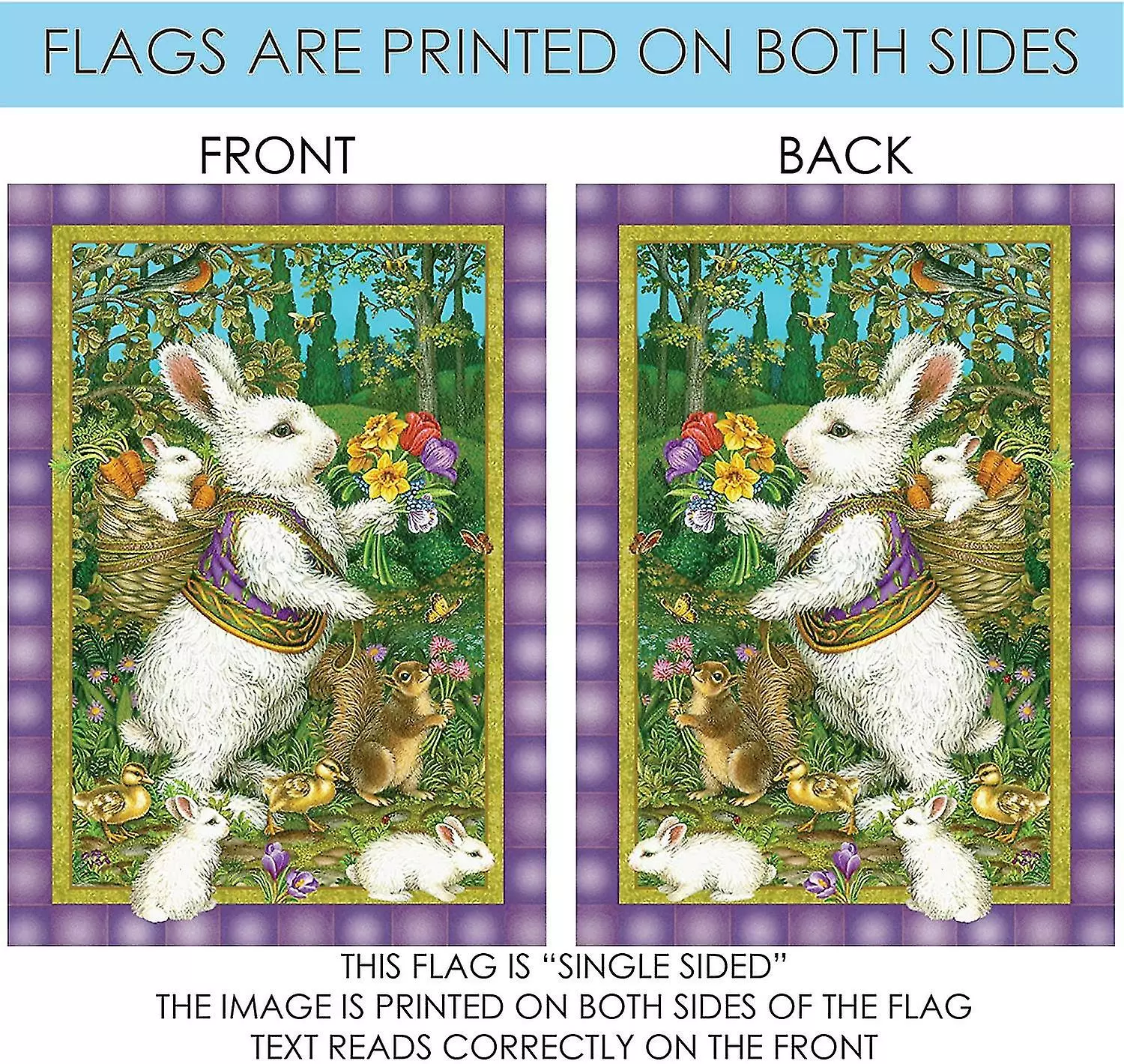 Unbranded Home Garden Classic Bunny Garden Flag 6 Unbranded Home Garden Classic Bunny Garden Flag - Image 4
