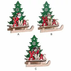 Unbranded Christmas Desktop Ornament Diy Sleigh Wooden Craft Home Garden Decoration -Piha myymälä 524751308 max