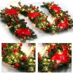 Unbranded Sunrain Diy Christmas Garland, 2.7m Decorated Garland Led Lights Christmas Decorations For Home Garden Holiday Wedding Party Stairs Fjavascript:;irepl -Piha myymälä 548251684 max