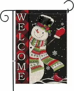 Unbranded Christmas Garden Flag Snowman Winter 12 X 18 Double Sided, Welcome Buffalo Plaid Chri -Piha myymälä 548252623 max 1
