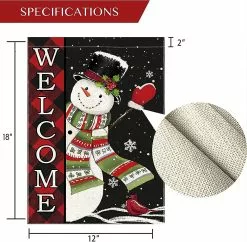 Unbranded Christmas Garden Flag Snowman Winter 12 X 18 Double Sided, Welcome Buffalo Plaid Chri -Piha myymälä 548252626 max