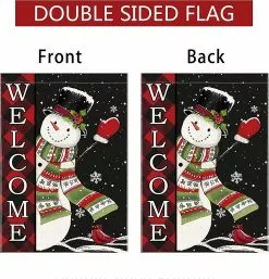 Unbranded Christmas Garden Flag Snowman Winter 12 X 18 Double Sided, Welcome Buffalo Plaid Chri -Piha myymälä 548252630 max