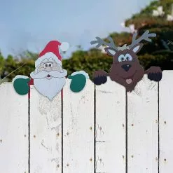 Unbranded Sunrain Peeping Santa Fence Cling, Lucky Deer Christmas Ornament Parking Garden Christmas Home Dec