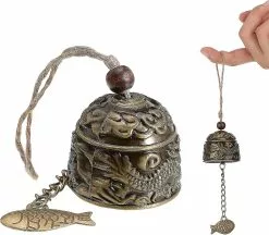 Sl Fengshui Bell Vintage Dragon Bell Fengshui Wind Chimes Good Luck Oriental Bells Hanging Blessing Fish Ornaments For Home Garden Yard Good Luck B