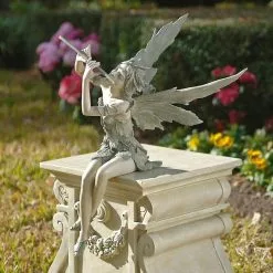 Unbranded Fairy Of The West Wind Sitting Garden Statue, Polyresin, Two Tone Stone(1pcs, Brown) -Piha myymälä 556456870 max