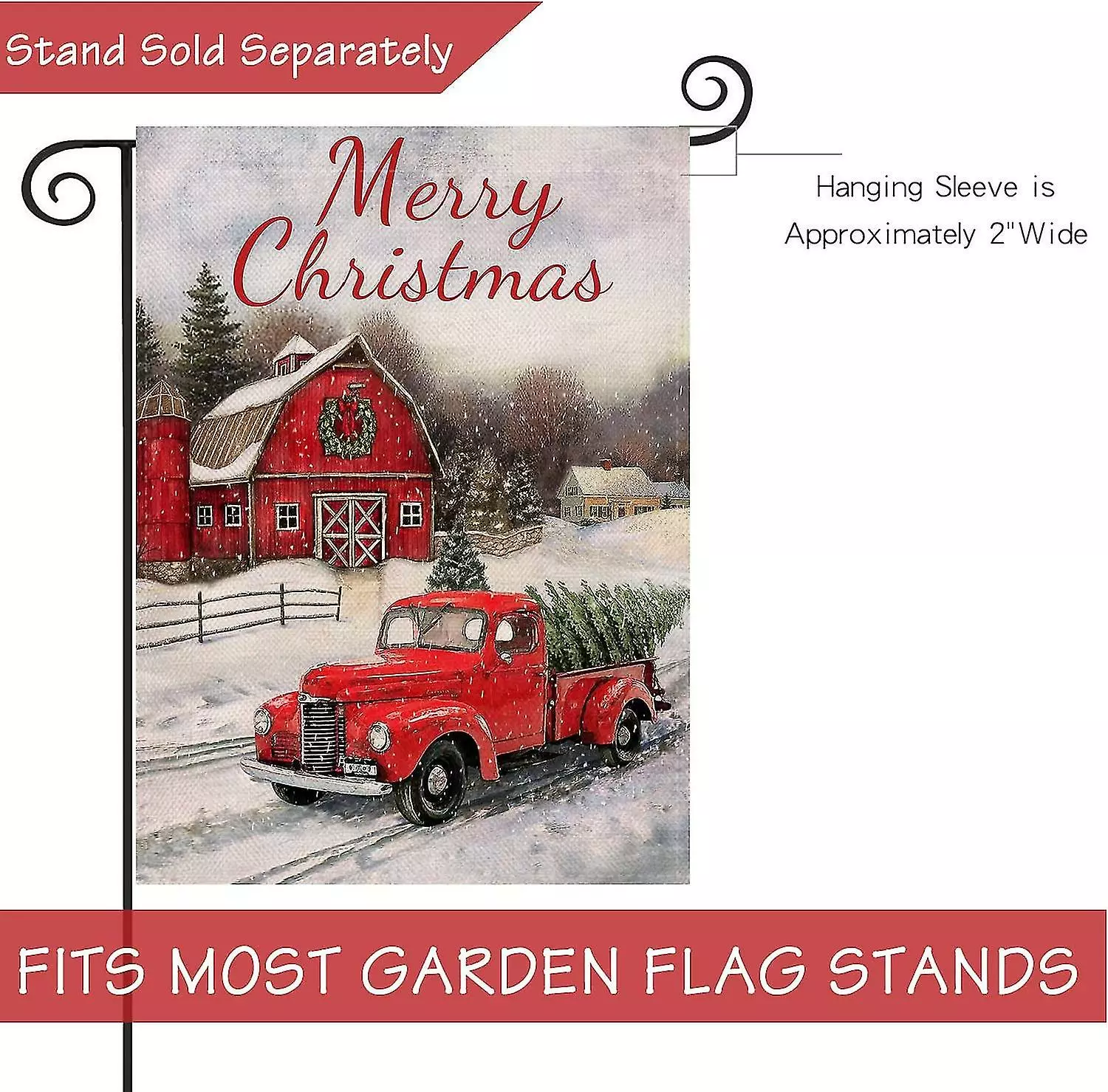 Unbranded Home Decorative Merry Christmas Garden Flag Red Truck Double Sided, House Yard Flag Xmas Pickup, Outside Holiday Yard Decorations 3 Unbranded Home Decorative Merry Christmas Garden Flag Red Truck Double Sided, House Yard Flag Xmas Pickup, Outside Holiday Yard Decorations