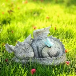 Unbranded Dragon Garden Ornaments Outdoor With Solar Powered Lights, Resin Stone Finished -Piha myymälä 563682359 max