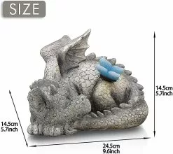 Unbranded Dragon Garden Ornaments Outdoor With Solar Powered Lights, Resin Stone Finished -Piha myymälä 563682395 max