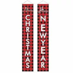 Garden Sculptures (25) Merry Christmas Santa Party Hanging Banner Garden Banners Xmas Door Decoration