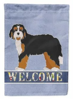 Windsocks Carolines Treasures Ck3710gf Bernedoodle Welcome Flag Garden Size