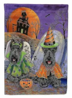 Windsocks Carolines Treasures Ppp3177gf Scottie Halloween Haunted House Flag Garden Size