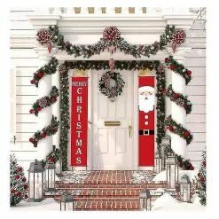 Garden Sculptures (11) Merry Christmas Santa Party Hanging Banner Garden Banners Xmas Door Decoration -Piha myymälä 623414274 max