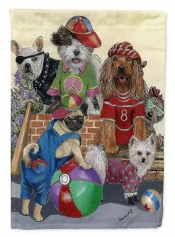 Windsocks Carolines Treasures Ppp3115gf Dogs Mutli-breed Neighborhood Flag Garden Size