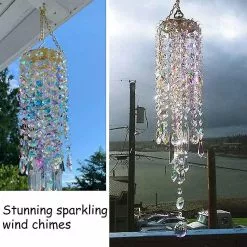 Crystal Wind Chimes Colorful Stunning Sparkling Outdoor Garden Hanging String Lights Windchimes For Outdoor Hanging Decor -Piha myymälä 625199483 max