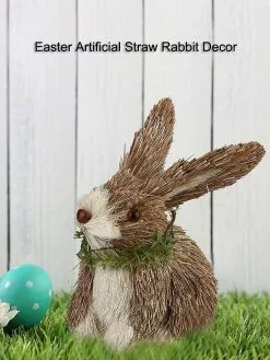 Unbranded Village Style Easter Straw Bunny Simulation Rabbit Garden Collection Figurines For Easter Party Decorations -Piha myymälä 632338587 max