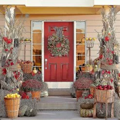 Garlands Autumn Wreath Frame For Front Door Outside, Fall Eucalyptus Pomegranate Farmhouse Wreath Rustic Thanksgiving Wreath Fall Door Wreaths Garden Home Deco -Piha myymälä 641463971 max