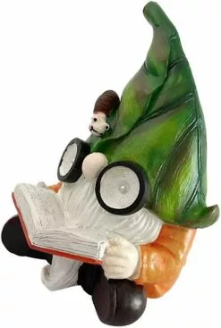 Unbranded Solar Light Statue Resin Gnome Crafts Ornaments Garden Decoration Gnome Reading Resin Crafts Ornamen