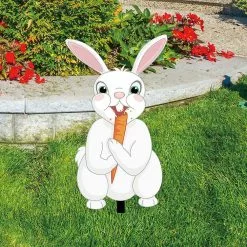 Unbranded Bunny Eating A Carrot Easter Yard Sign Easy To Install Fadeless Bunny Yard Signs For Porch Yard And Garden -Piha myymälä 643976017 max