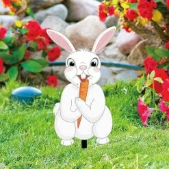 Unbranded Bunny Eating A Carrot Easter Yard Sign Easy To Install Fadeless Bunny Yard Signs For Porch Yard And Garden -Piha myymälä 643976172 max