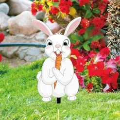 Unbranded Bunny Eating A Carrot Easter Yard Sign Easy To Install Fadeless Bunny Yard Signs For Porch Yard And Garden -Piha myymälä 643976330 max