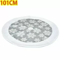 Lingjia Christmas Tree Floor Mat Ornament Faux Fur Plush Snowflake Tree Skirt Base Cover Party Garden Decorations