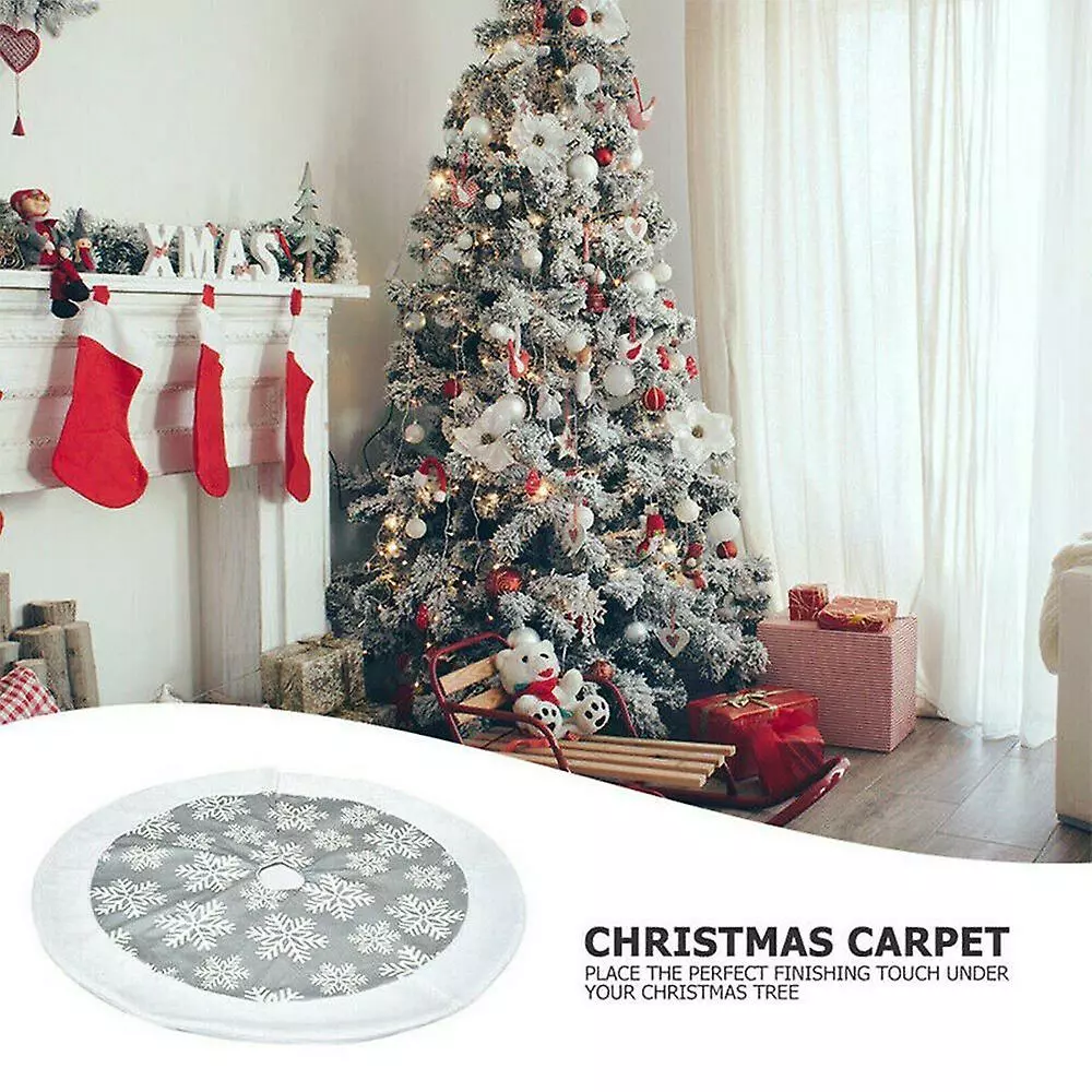 Lingjia Christmas Tree Floor Mat Ornament Faux Fur Plush Snowflake Tree Skirt Base Cover Party Garden Decorations 4 Lingjia Christmas Tree Floor Mat Ornament Faux Fur Plush Snowflake Tree Skirt Base Cover Party Garden Decorations - Image 2