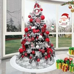 Lingjia Christmas Tree Floor Mat Ornament Faux Fur Plush Snowflake Tree Skirt Base Cover Party Garden Decorations 7 Lingjia Christmas Tree Floor Mat Ornament Faux Fur Plush Snowflake Tree Skirt Base Cover Party Garden Decorations -Piha myymälä 645522308 max