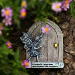 Unbranded Miniature Fairy Garden Door With Fairies Sculpture, Trees Outdoor Wall Miniature Fairy Garden Outdoor Decor -Piha myymälä 647370730 max