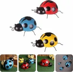Unbranded 3pcs Patio Decorations Outdoor Metal Garden Art Wall Decor Fence Yard And Statues Outdoor Simulated Ladybug Figurines Metal Garden Wall Art Decoration -Piha myymälä 669049095 max