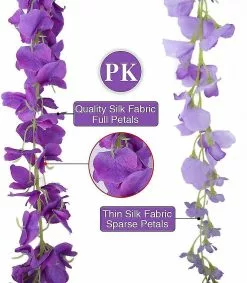Unbranded 12pcs Artificial Fake Wisteria Vine Garland-greendec 3.6ft/piece Silk Wisteria Vine Ratta Hanging Flower For Home Garden Wedding Decor Purple Red -Piha myymälä 669059691 max