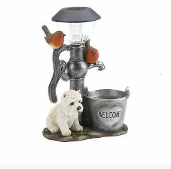 Unbranded Solar Garden Rabbit Squirrel Puppy Garden Garden Elf Decoration(color:dog)