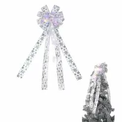 Unbranded Diy Ribbon Glow Bow Ornament Tree Top Christmas Decoration Home Garden
