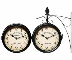 Hakuna Double Faced Wall Clock, Vintage Upright Clock, Paddington Station Wall Clock With Vintage Antique Stand, Indoor Garden Hanging Decorative Clock -Piha myymälä 682119743 max