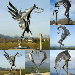 Lingjia Metal Horse Statue Sculpture Home Garden Art Ornament Decor Figurine Crafts -Piha myymälä 690024661 max