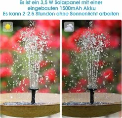 Unbrand Solar Fountain With 3.5w Solar Panel, Solar Pond Pump, 1200mah Built-in Battery Water Pump For Bird Bath Pond Garden. -Piha myymälä 706486944 max