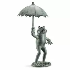 Unbranded Umbrella Frog Garden Statue Animal Frog Figurine Collectible Outdoor Lawn Sculptures