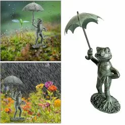 Unbranded Umbrella Frog Garden Statue Animal Frog Figurine Collectible Outdoor Lawn Sculptures -Piha myymälä 718218584 max