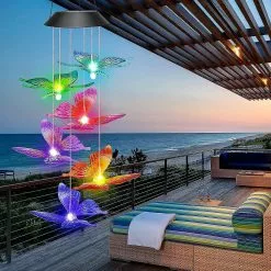 Unbranded Easter Decoration Outdoor Wind Chime For Mothers Gift, Butterfly Solar Led Chime For Birthday Gift Garden Gift, Outdoor Garden Decoration For Balcony -Piha myymälä 718241290 max