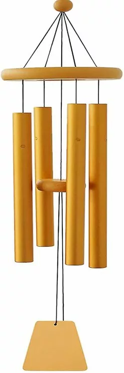 Hakuna Outdoor Wind Chimes Dark Tone 24 Inch 4 Rust-proof Aluminum Tube Wooden Metal Outdoor Garden Terrace Balcony And Home Decoration