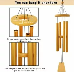 Hakuna Outdoor Wind Chimes Dark Tone 24 Inch 4 Rust-proof Aluminum Tube Wooden Metal Outdoor Garden Terrace Balcony And Home Decoration -Piha myymälä 750679030 max
