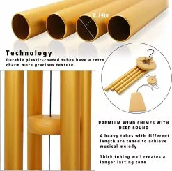 Hakuna Outdoor Wind Chimes Dark Tone 24 Inch 4 Rust-proof Aluminum Tube Wooden Metal Outdoor Garden Terrace Balcony And Home Decoration -Piha myymälä 750679322 max