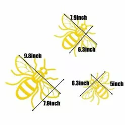 Unbranded 3pcs Patch Garden Ornament Bees Wall Art Decorations Hanging Decor Bee Wall Decor Golden -Piha myymälä 774378572 max 1