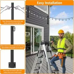 Unbranded String Light Pole Freestanding Adjustable Easy To Install Outdoor Garden Fairy Lamp Fixing Rod Holder Household Supplies Kaesi -Piha myymälä 779799681 max
